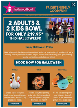 Hollywood Bowl halloween email content