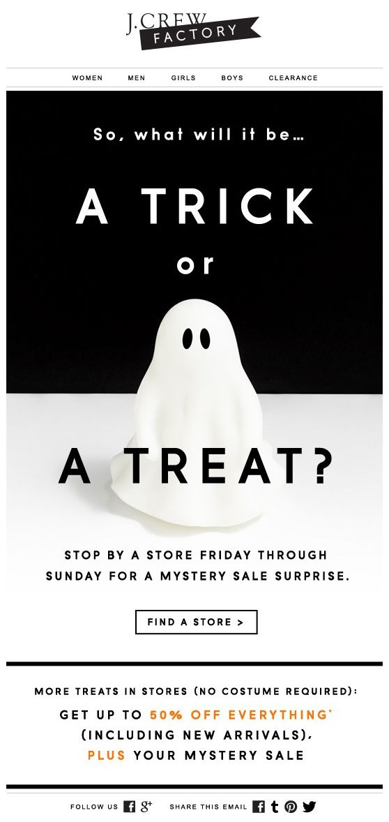 J.Crew Halloween email campaign