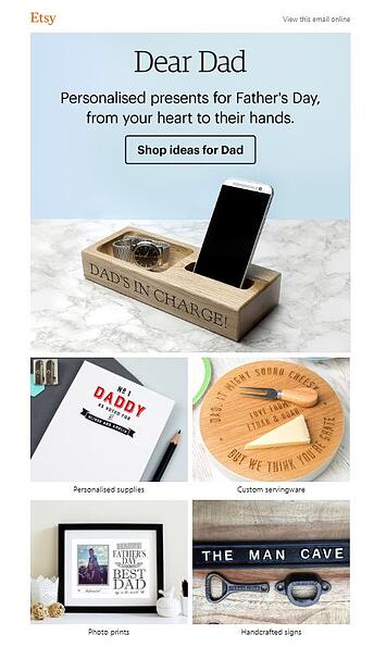 Etsy fathers email marketing