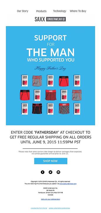 Saxx Underwear Email Marketing Father's Day